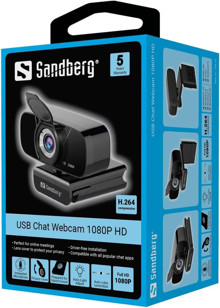 Sandberg USB Chat Webcam 1080P HD