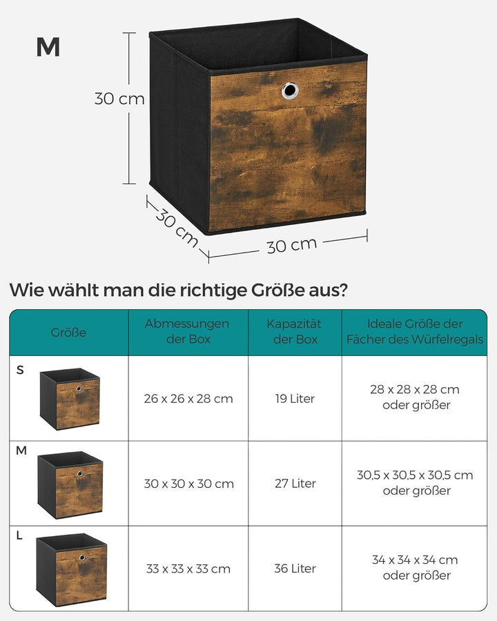 SONGMICS Aufbewahrungsbox, 6er Set, Ordnungsboxen, Vliesstoff, Faltbox, 30 x 30 x 30 cm, Stoffbox, f