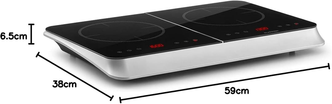 Klarstein InnoChef - Doppel-Induktionskochfeld, mobiles Kochfeld, 3400 W, Touch Control, Topfsensor,