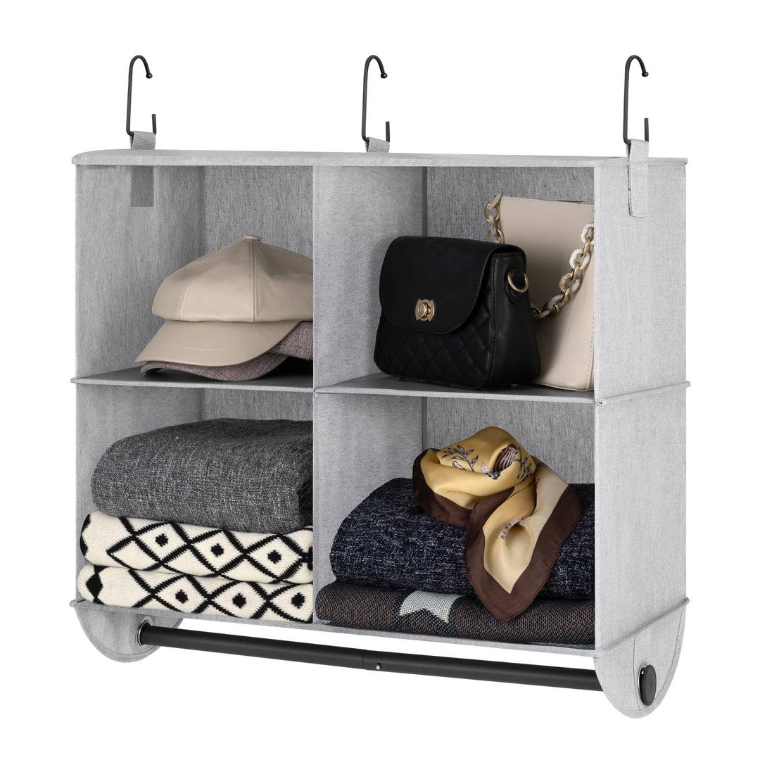 StorageWorks Hängeregal Kleiderschrank mit Metallstange, Hängeorganizer für Kleiderschrank, platzspa