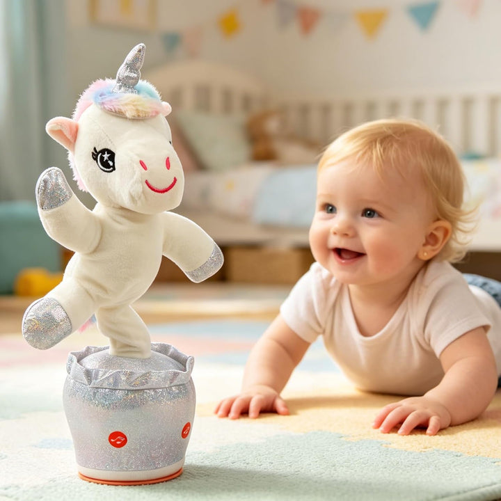 Hopearl Leuchtendes Tanzendes Einhorn Spielzeug Wiederholt Gesagtes Sprechendes Spielzeug Wackeln Si