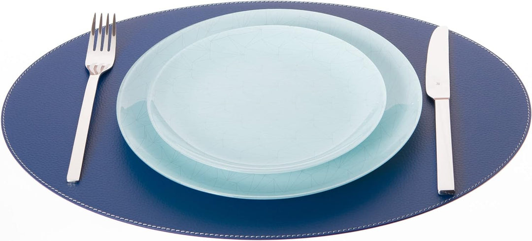 Nikalaz Oval Platzsets aus Recyceltem Leder, 4 Stück Tischsets, Tisch-Matten, Platzdeckchen 45.7 x 3