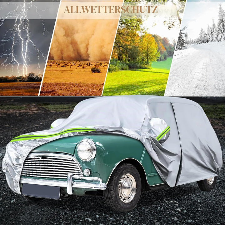 Autoabdeckung Passend für Austin Mini 1959-2000, wasserdichte Vollgarage Autoplane mit Reissverschlu
