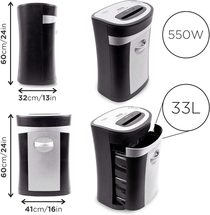 Duronic PS591 Aktenvernichter, Schredder mit Sicherheitsstufe P2, Reisswolf für Büro und Home-Office