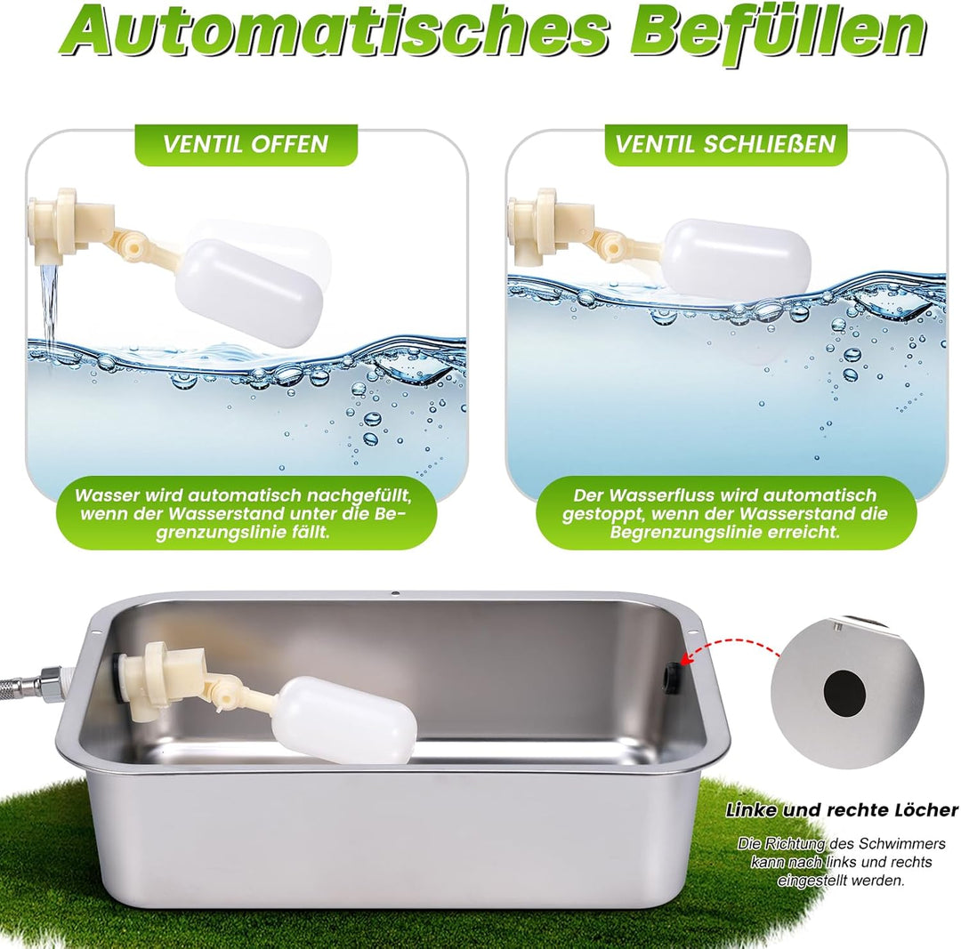 Hundebecken Automatischer Hundewasserspender,11 Liter Outdoor Dog Watere Edelstahl-Wassernapf für gr