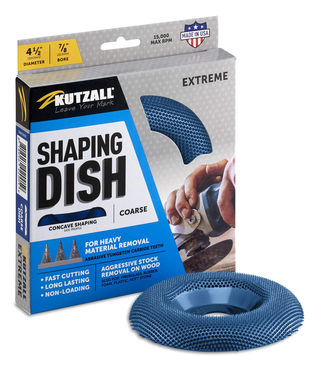 Kutzall Extrem Shaping Dish - Grob, 4-1⁄2" (114,3m) Dia. X 7⁄8" (22,2mm) Bohrung - Winkelschleifer-A