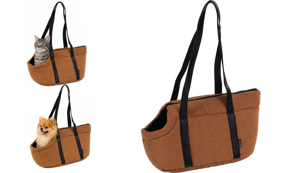 Hundetasche - Tragetasche Alessia Braun – 46x23x25cm – Polyester mit Rippcord – Öffnung Oben – herau