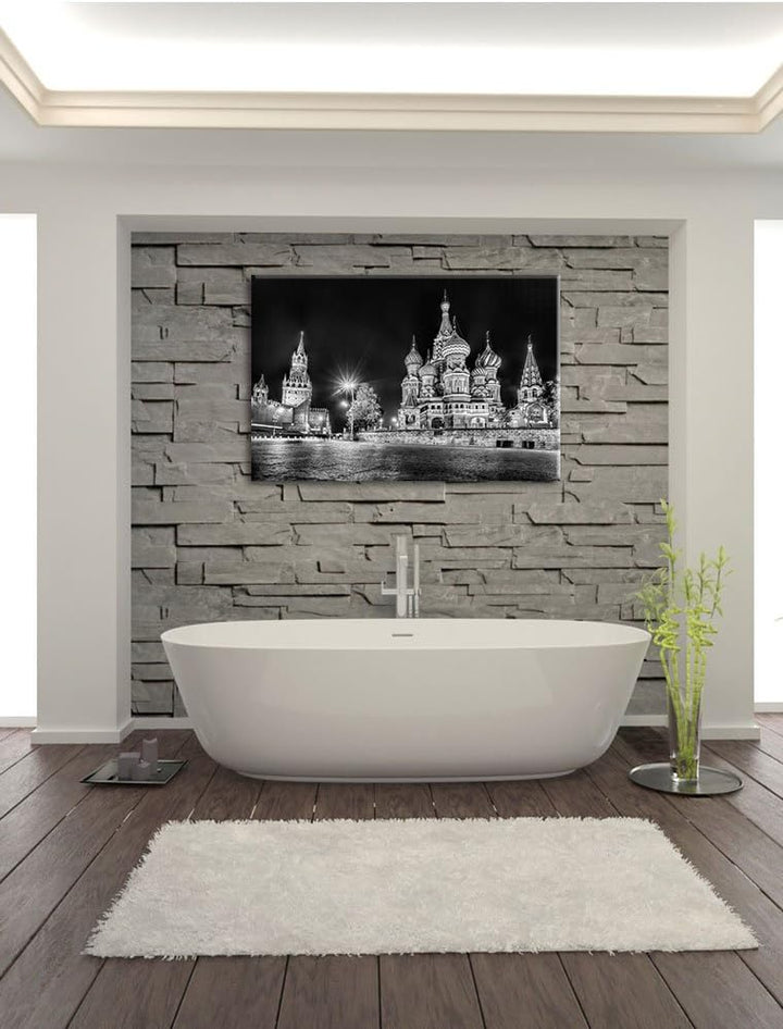 Pixxprint Basilius Kathedrale in Moskau / 100x70cm Leinwandbild bespannt auf Holzrahmen/Wandbild Kun