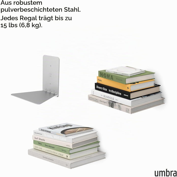 Umbra Conceal unsichtbares Bücherregal und Wandregal aus Metall, 3er-Set, Klein Klein (3er-Set), Kle