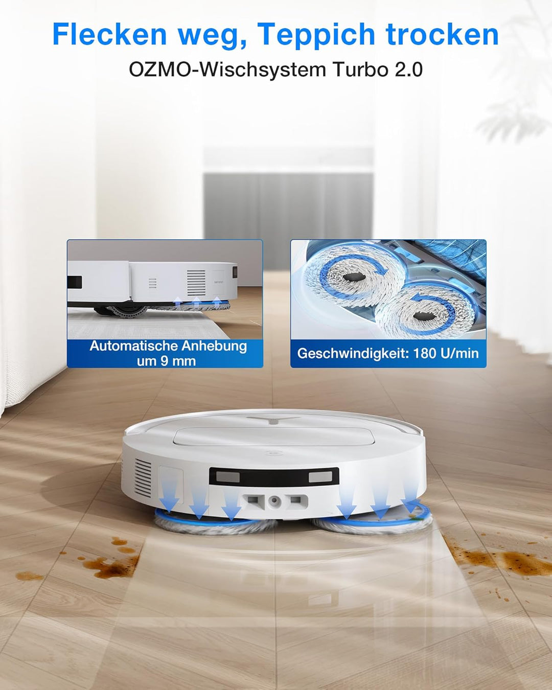 ECOVACS DEEBOT T50 Omni Gen3 Saugroboter mit Wischfunktion, 25.000 Pa, ZeroTangle 3.0, AIVI 3D 2.0,