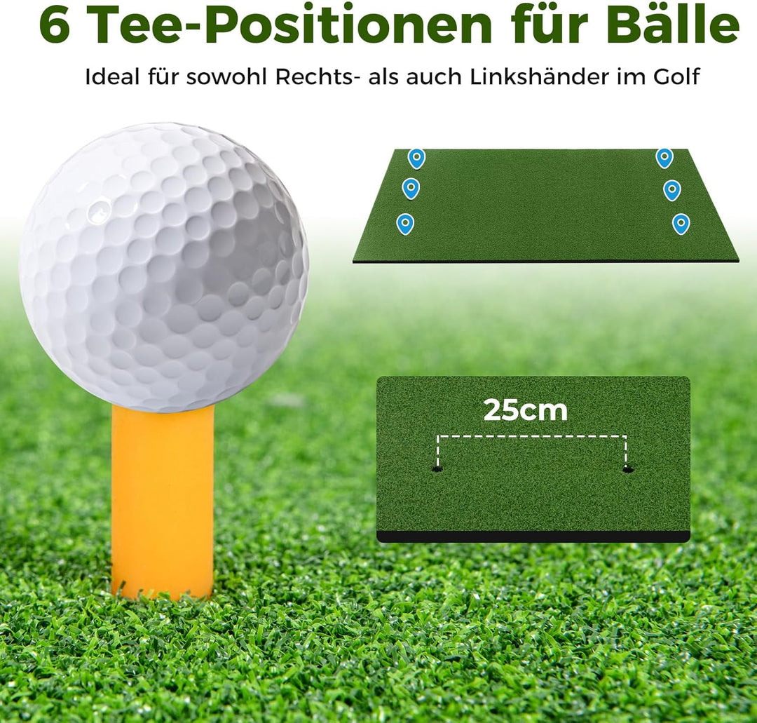 COSTWAY Golf Abschlagmatte, Golf Übungsmatte inkl. 2 Gummi-Tees und 2 Ausrichtungsstäbe, Golfmatte m