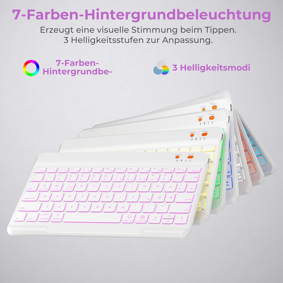 OYEEICE Hülle mit Tastatur für iPad 9/8 /7 Generation 10,2 Zoll, Vergrösserte Anti-Falloff Tastenkap