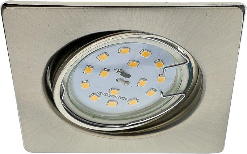 Trango 6er Set LED Einbaustrahler 6729-062SB in Nickel matt Eckig incl. 6x 3 Watt 3000K warmweiss GU