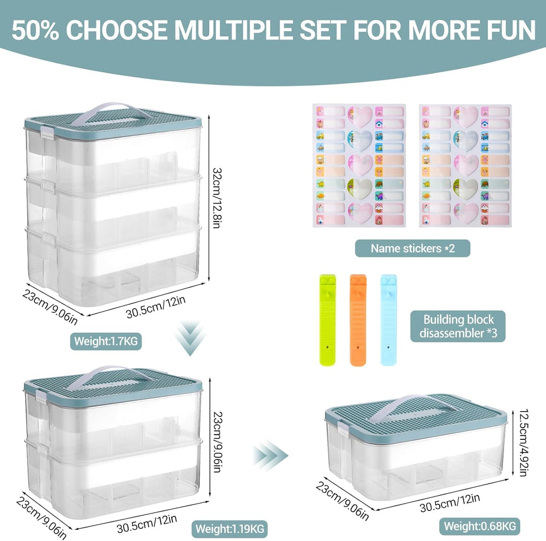Aufbewahrungsbox Bausteine Aufbewahrungsbox mit Deckel,Kunststoff Sortierboxen Spielzeug Transparent