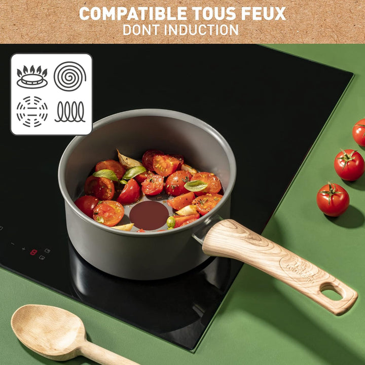 Tefal Renew, 20 cm Stielkasserolle, Keramik-Antihaftbeschichtung, Öko-Design, recycelt, gesundes Koc
