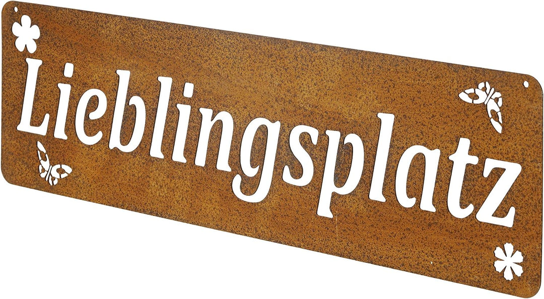 ecosoul 1 Stück Gartendeko Schild Wandschild Wanddekoration Wandtafel Lieblingsplatz Metall Rost Dek