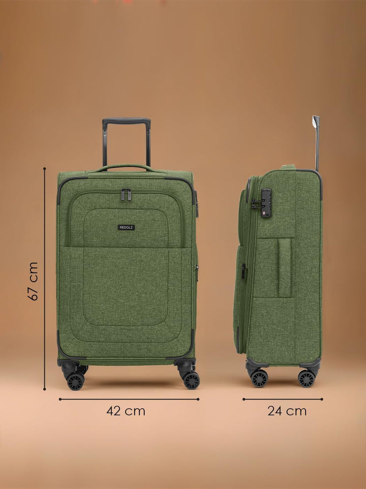 REDOLZ MEDIUM Weichschalen Koffer für Männer & Frauen | Leichter Trolley 67 cm mit 4 Doppelrollen &