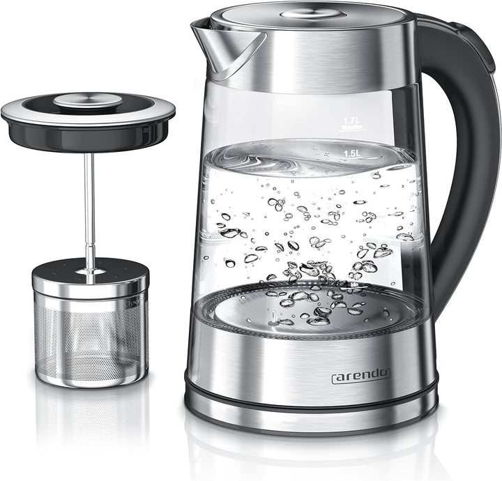 Arendo - Glas Wasserkocher mit Temperatureinstellung und Teesieb Teekocher - Einstellbare Temperatur