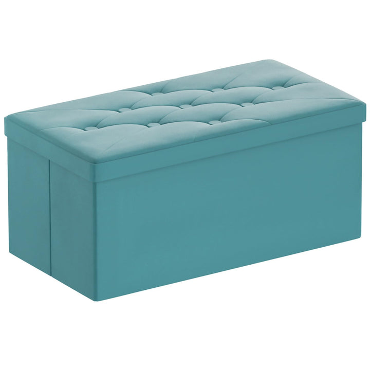 BRIAN & DANY Sitzbank mit Stauraum, Faltbar Sitzhocker Truhen Aufbewahrungsbox aus Samt, 76 x 38 x 3