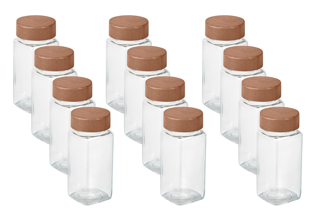 WENKO Gewürzstreuer Mod. Anni Glas-Gewürzstreuer 12er Set mit FSC Bambus Deckel für nachhaltige Küch