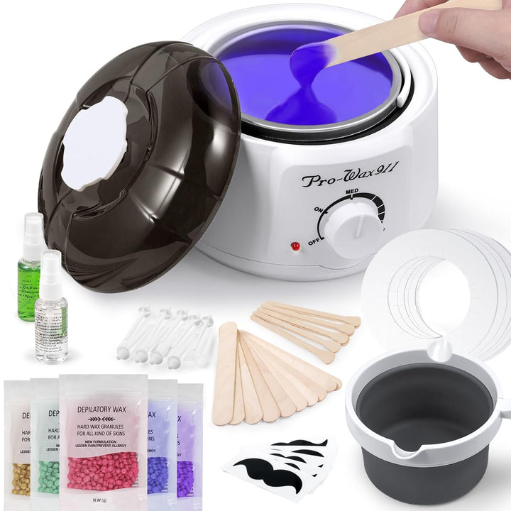 Waxing set, Professionell Wachswärmer Wachs Haarentfernung mit 500g Wax Warmer mit Wachsperlen, Waxi