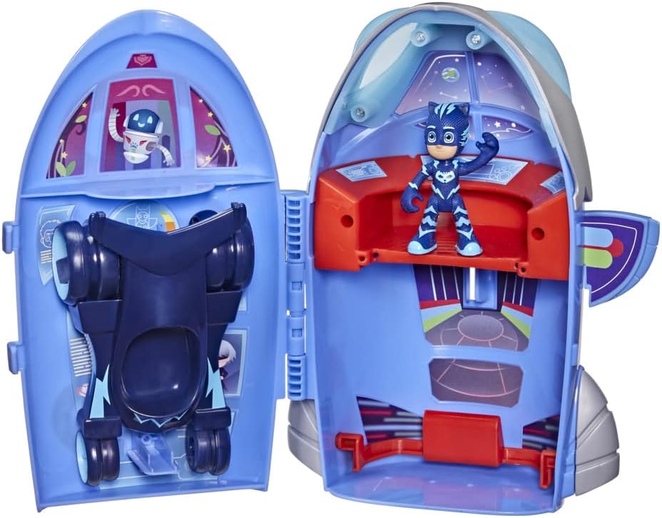PJ Masks 2-in-1-Hauptquartier Spielset, Hauptquartier und Rakete, Spielzeug mit Action-Figur für Kin