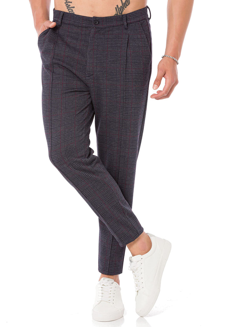 Redbridge Herren Jogginghose im Chino Hosen Style Jogger Hose Freizeithose kariert S Anthrazit, S An