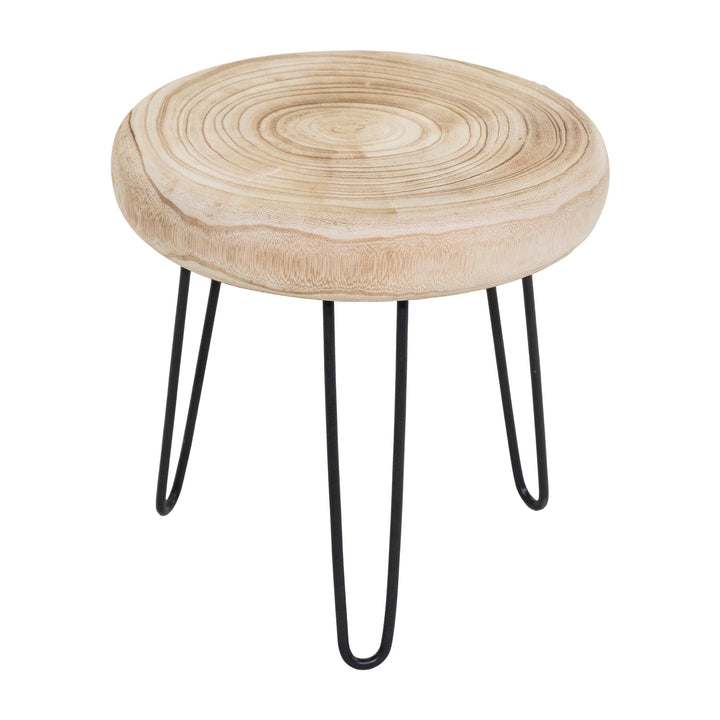 Spetebo Holz Blumenhocker Natur mit 3 Beinen - 32 cm - Massivholz Pflanzenständer rund naturbelassen