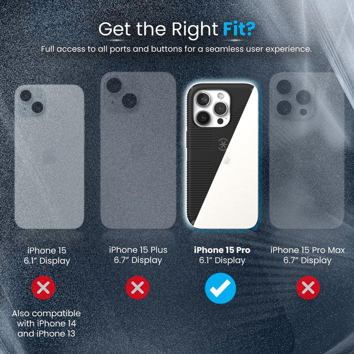 Speck iPhone 15 Pro Hülle – Gebaut für MagSafe, Fallschutzgriff – Kratzfest, weiche Haptik, 6,1 Zoll