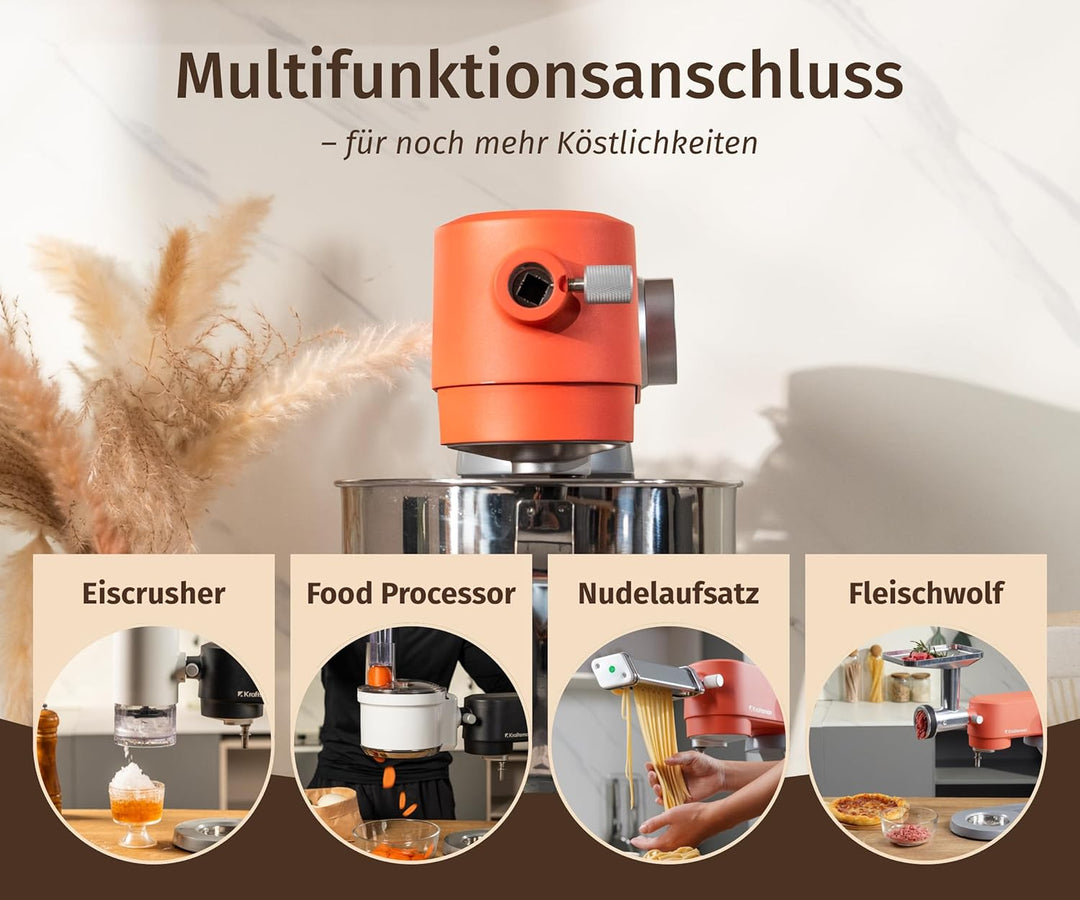 5L Vollmetall-Küchenmaschine,Pizzateig Knetmaschine,Teigmaschine mit leisem Kupfer-DC-Motor, 4 Edels