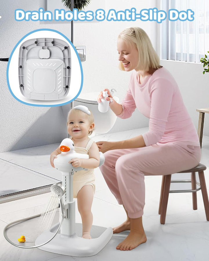 Höhenverstellbar Baby Badewanne Gestell mit Sitz: Stand Dusche with Seat für ab 6 Monate Kinder - An
