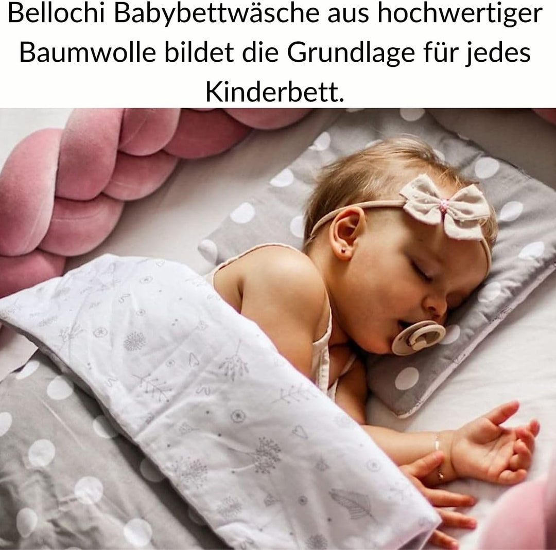 Bellochi Kinderbettwäsche 100x135 aus 100% Baumwolle, Kinderbettdecke 100x135 Set mit Kissen, Kinder