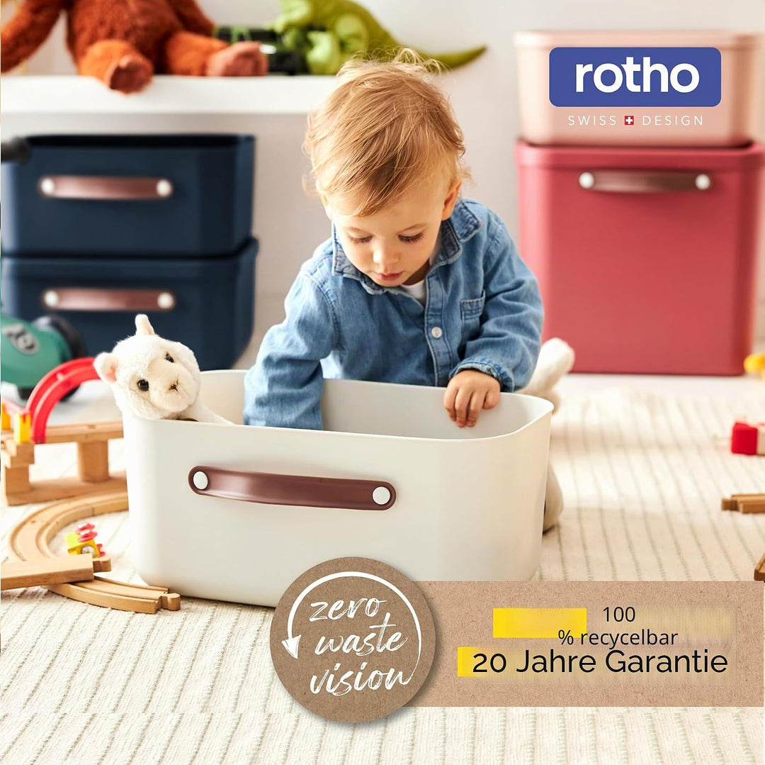 Rotho Maloja Aufbewahrungsbox mit Deckel 25l | Elegante Box mit Griff | sicher verschliessbar | stap