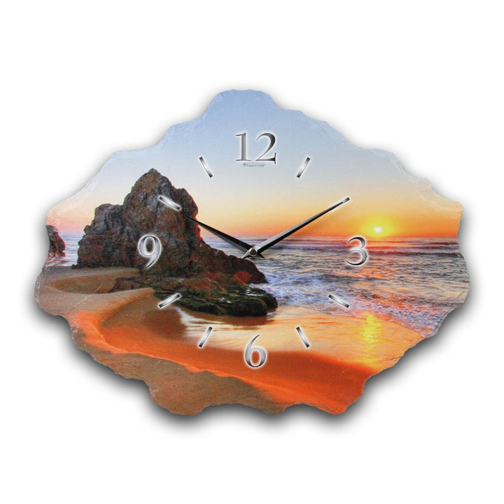 Kreative Feder Designer-Wanduhr aus Stein (Beton) Grösse ca. 40 x 30cm mit flüsterleisem Uhrwerk - B