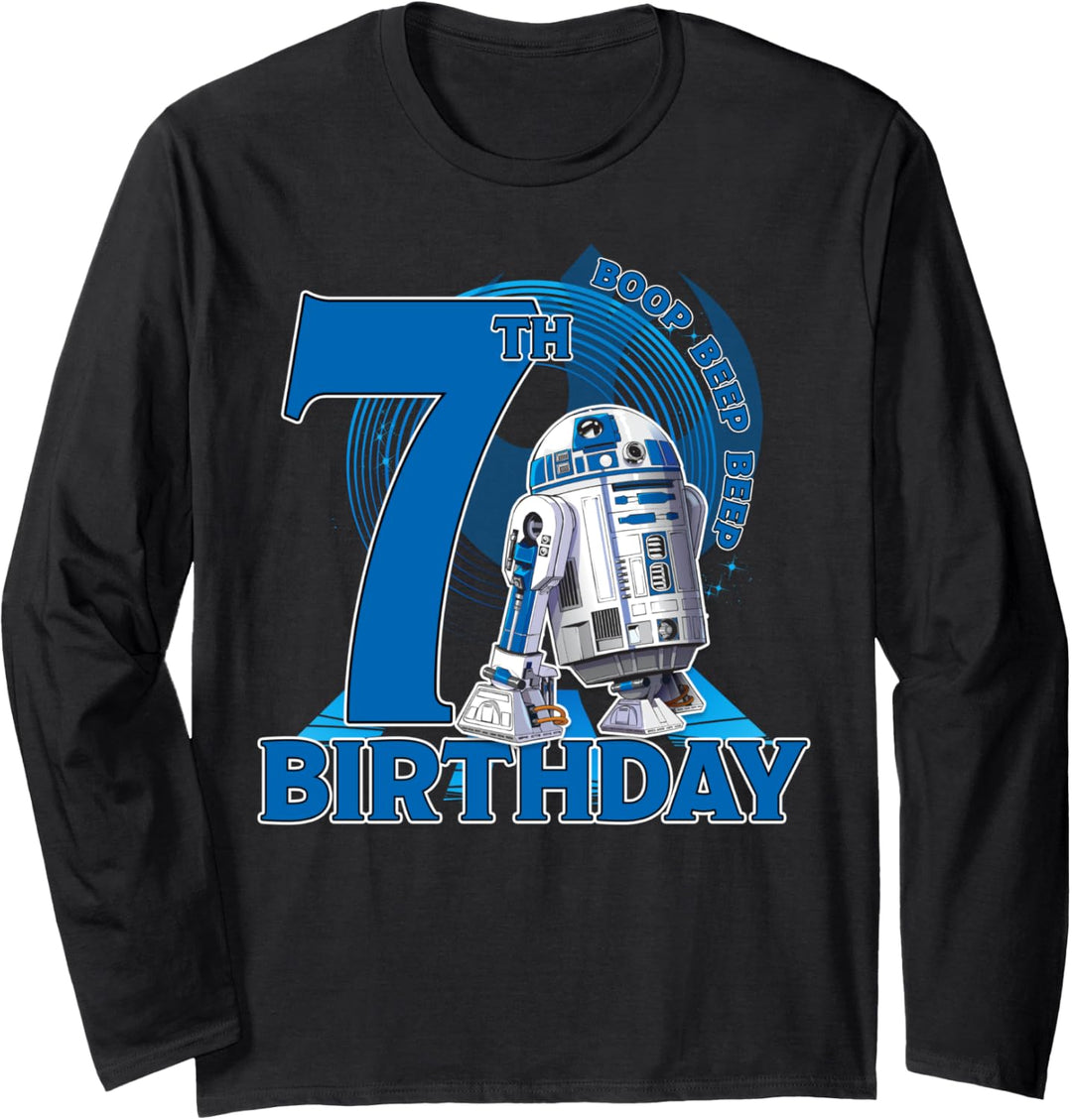 Star Wars R2-D2 Boop Beep Beep 7th Birthday Langarmshirt