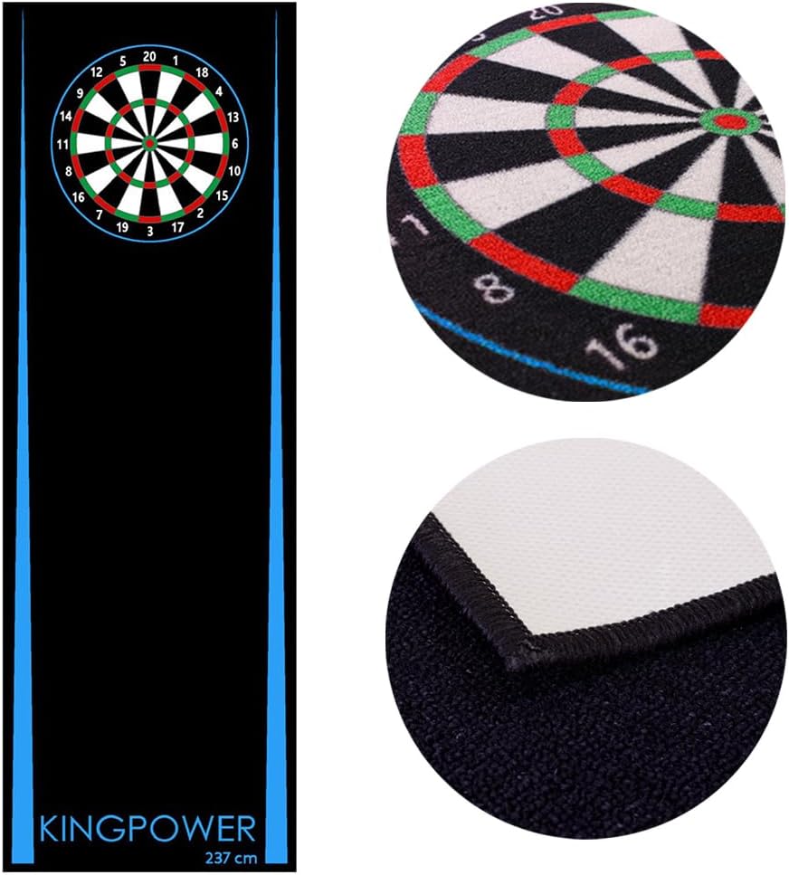 Kingpower Dartteppich mit Abwurflinie, Dart Zubehör mit Motiv, Dartmatte mit Oche, pflegeleichter Te