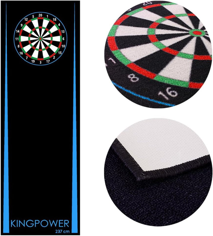 Kingpower Dartteppich mit Abwurflinie, Dart Zubehör mit Motiv, Dartmatte mit Oche, pflegeleichter Te