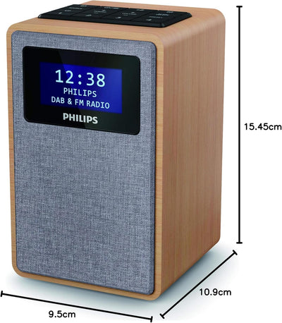 Philips R5005/10 Radiowecker, DAB+ Radio (2,5 Zoll Full-Range-Lautsprecher, Kompaktes Design, DAB+/F