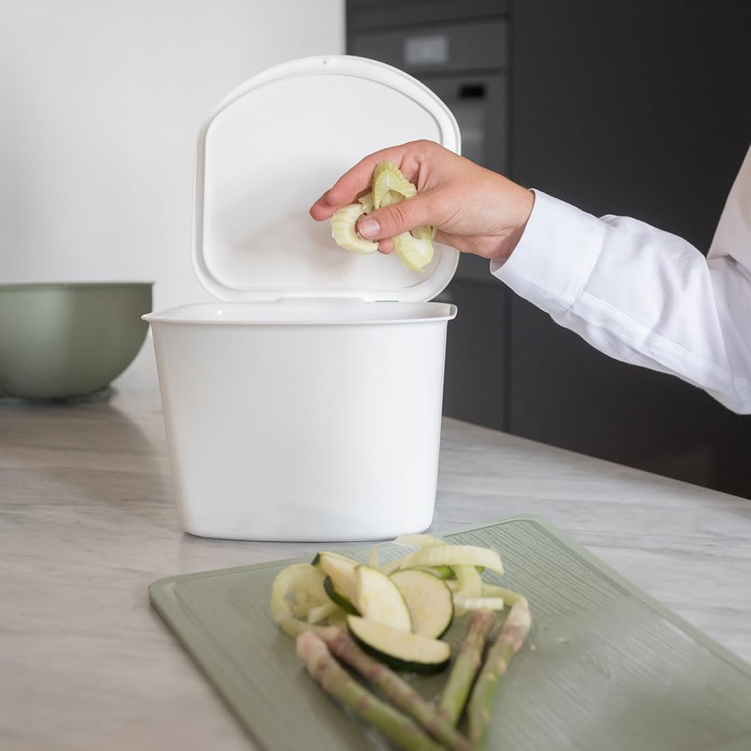 Koziol BIBO ORGANIC Biomülleimer Küche 3L (cotton white), Komposteimer mit Deckel, Bio Mülleimer für