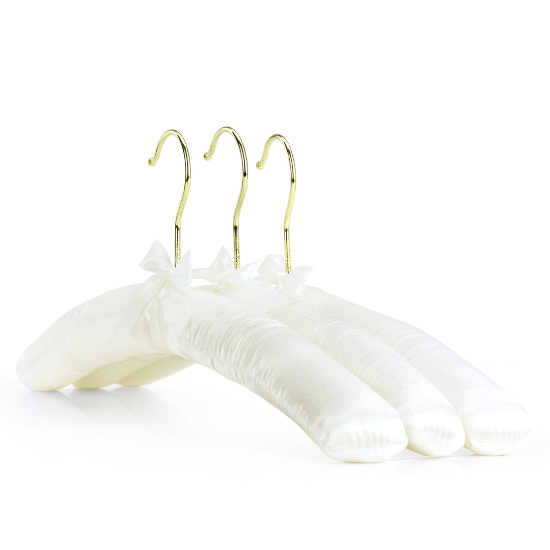 Hangerworld - Gepolsterte Satin Kleiderbügel mit goldenem Haken, 10 Stück - Cremefarben - 43cm