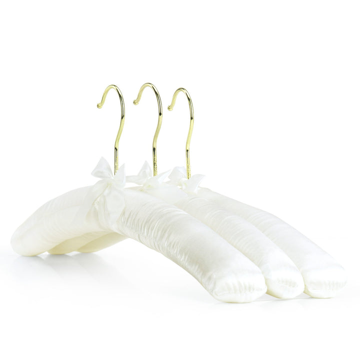 Hangerworld - Gepolsterte Satin Kleiderbügel mit goldenem Haken, 10 Stück - Cremefarben - 43cm