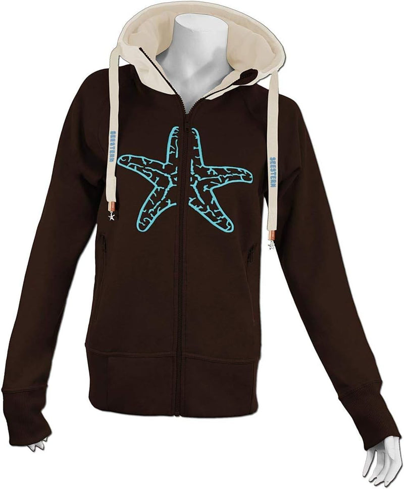 SEESTERN Damen Kapuzen Sweat Shirt Jacke Pullover Zip Hoody Sweater Gr.XS-XXL /1422-1622 XL Dunkel B
