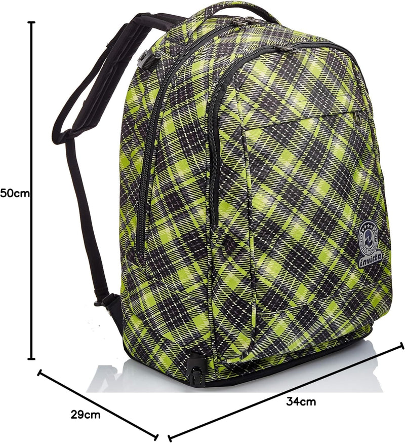 TROLLEY NEW TECH INVICTA TARTAN Rucksack mit Trolleyfunktion, 3 in 1, Schulranzen mit Rollen, Abnehm