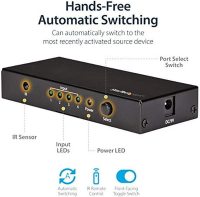 StarTech.com HDMI Switch (HDMI Port unterstützt Ultra-HD bei 4K 60 Hz, HDMI 2.0 Switch mit automatis