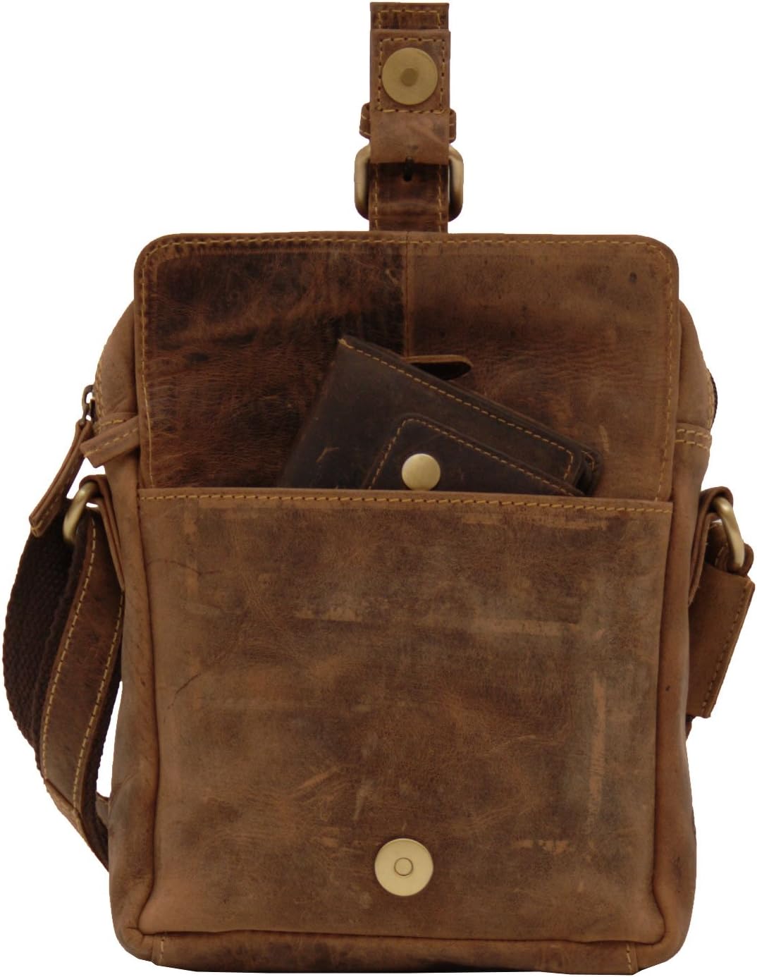 Greenburry Vintage 1663-25 Leder kleine Umhängetasche Schultertasche antikbraun - by ModaStore de