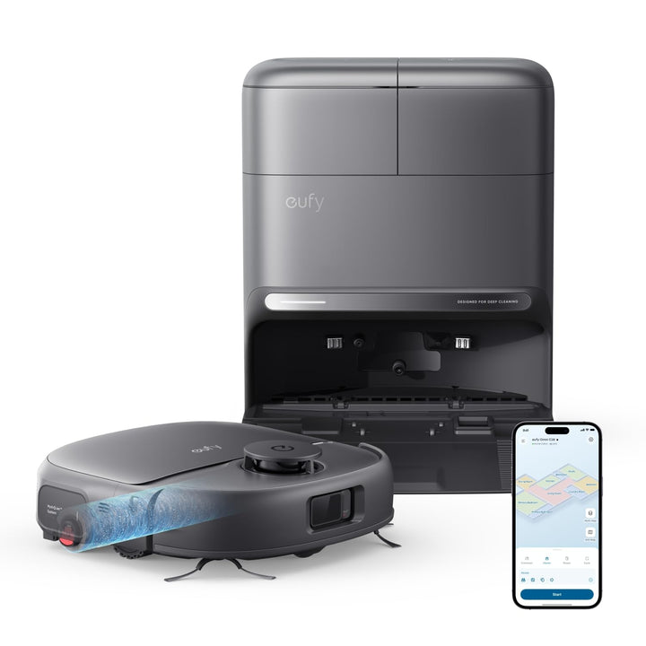eufy Saugroboter mit Wischfunktion C28, HydroJet delbstreinigende Wischrolle, 15.000Pa Turbo-Saugkra