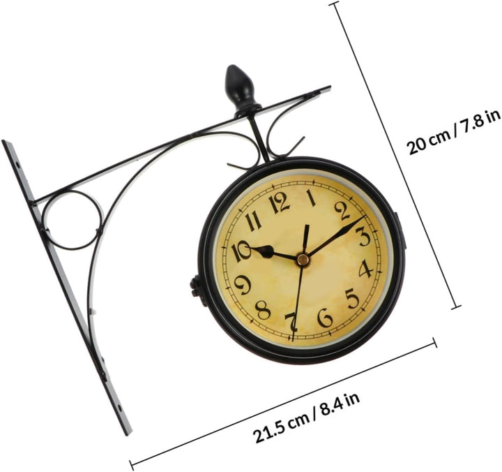 BESPORTBLE Retro Schmiedeeisen Doppelseitige Wanduhr Vintage Bahnhofsuhr Wohnzimmerdekoration Anhäng