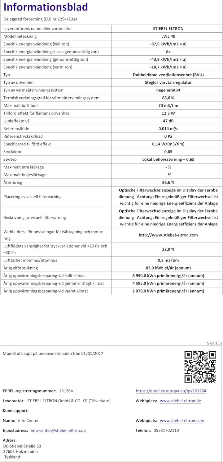 Stiebel Eltron Dezentrale Wohnraumlüftung LWE 40 mit Wärmerückgewinnung, Aluminium Wärmetauscher, 23