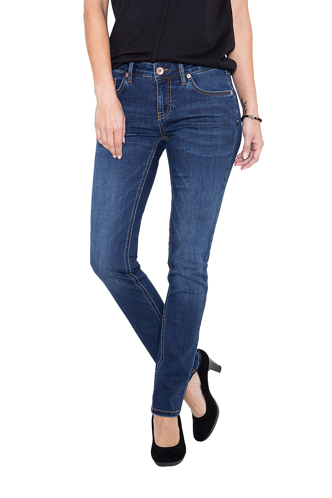 ATT Jeans Damen Basic Jeans | Slim Fit | 5 Pocket Jeans | Waschung Belinda 32W / 32L Darkblue, 32W /