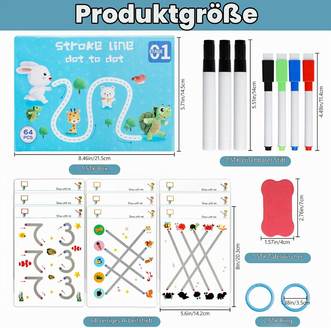 Scribble Smart Arbeitsbuch, Wiederverwendbar Smart Buch Trainingsbuch zur Stiftkontrolle mit 7 Pcs l